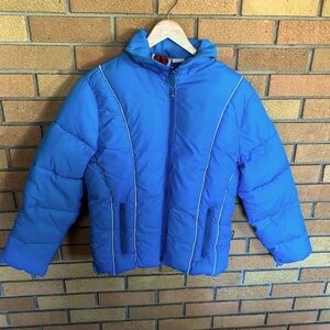 Vintage 70/80s Mountain Goat White Stag Ski Jacket Blue Puffer Down Size Large